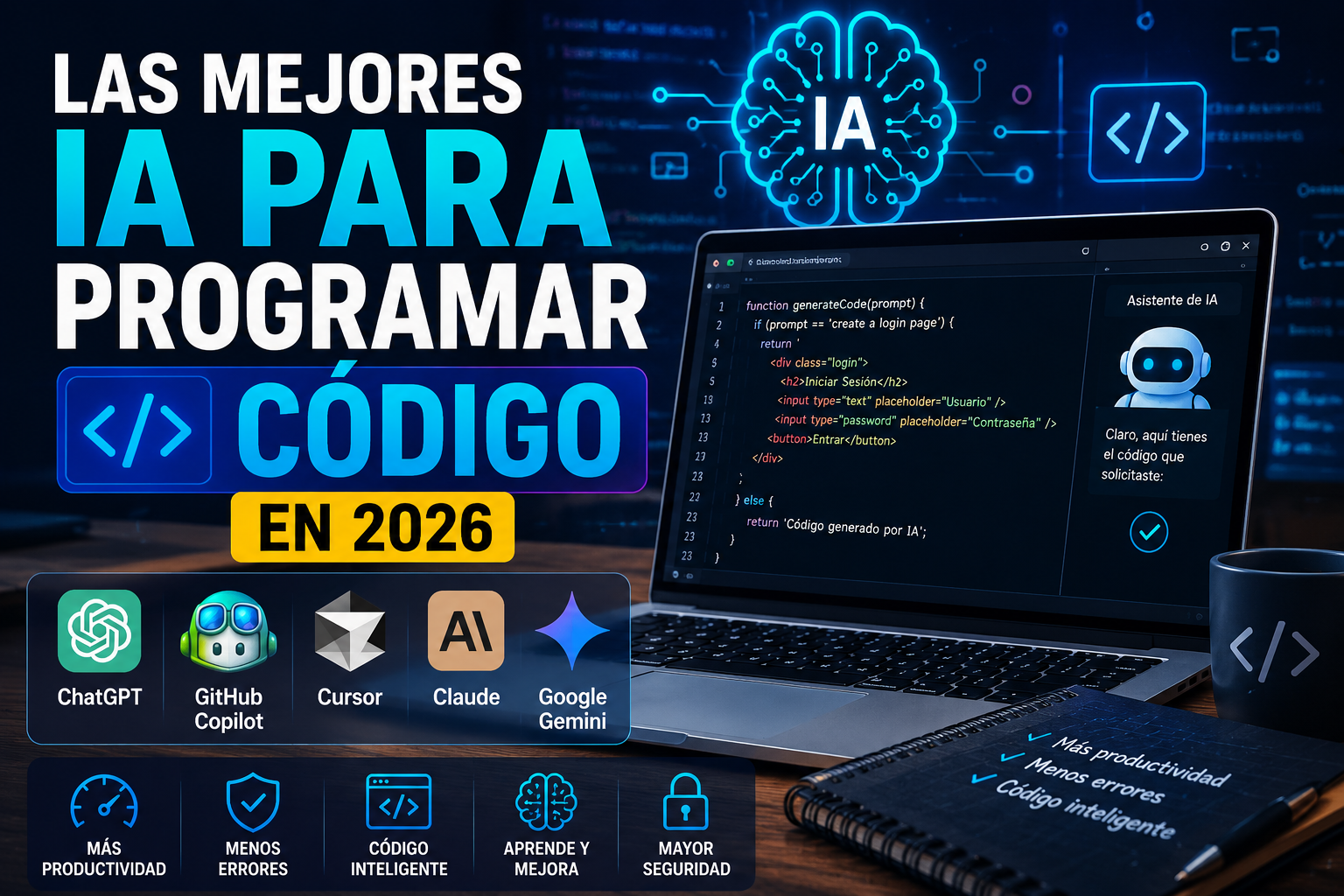 Las mejores inteligencias artificiales para programar código 2026 IA para programar código